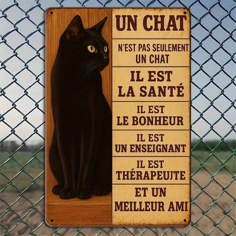 

Vintage Black Cat metal sign, 20x30cm rustic decor. чистый