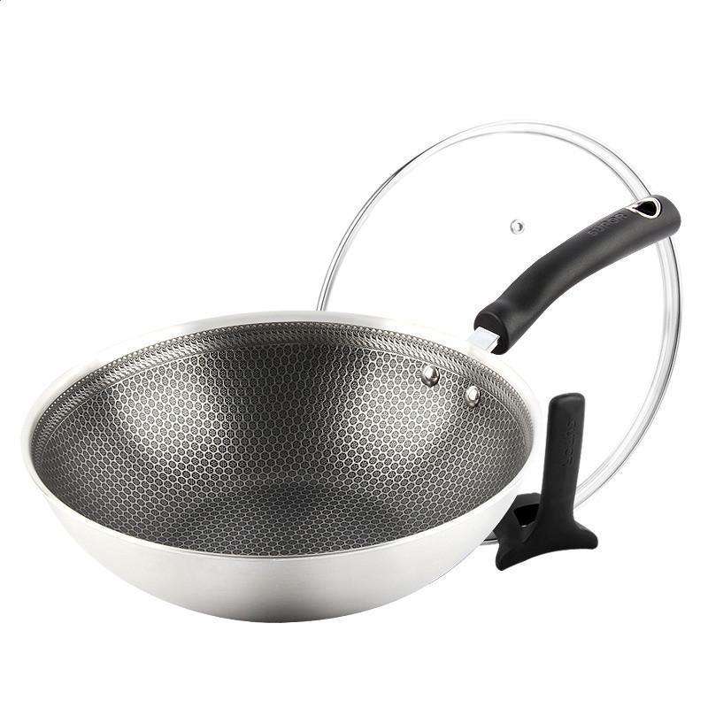 Supor Honeycomb Non-stick 316 Stainless Steel Wok with Large Spoon