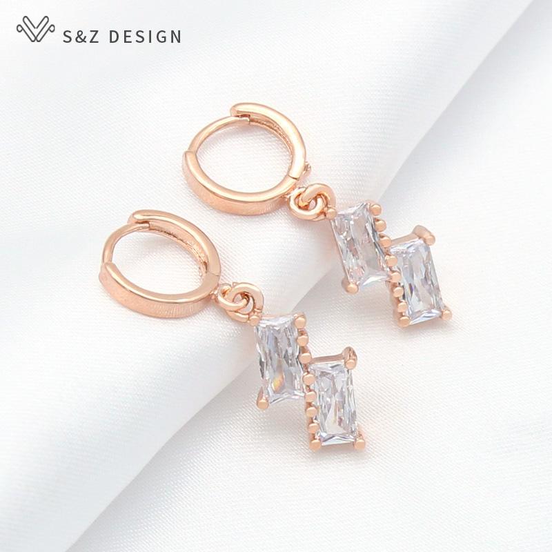 Fashion Simple Square Cubic Zirconia Drop Earrings For Women Wedding Jewelry Korean Girls Trendy Eardrop Unique Gift