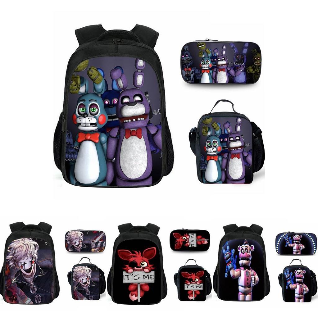 Vibrant Five Nights At Freddys Backpack Set With Lunch Bag And Pencil Case