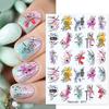 Nail Sticker Vivid Bright Ultra Thin Black White Leaves Flower Nail Tropical Geometry