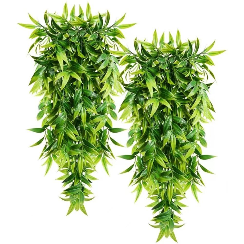 2pcs Artificial Hanging Plants Fake Vines For Outdoor Patio Porch Decor Realistic Greenery Artificial Hanging Plants