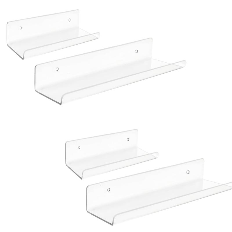 4Pcs Hanging Display Shelves for Books and Records Easy Install Photo Presentation Rack Multipurpose Floating Shelf