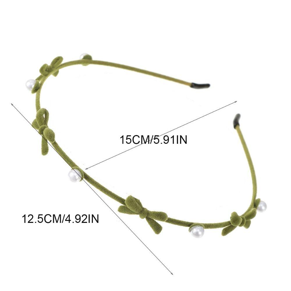 Fairy Pearl Bow Hairband Thin Flower Headband Korean Style Alloy Women Hair Hoop Ladies