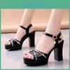 Casual Womens Fashion Heels Platform High Block Chunky Round Open Toe Buckle Ankle Strap Heels Wedding Party Dress Sandals Summer Pump Shoes For Women
