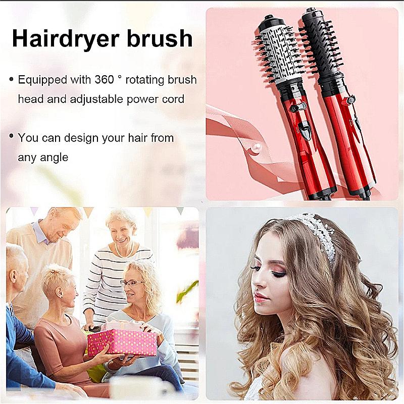 3-in-1 Heißluftstyler Rotierender Föhn Bürsten Set mit 2 Wechselbürsten | Anti-Frizz Heißluft Spin Bürste für Schnelles Trocknen Glätten