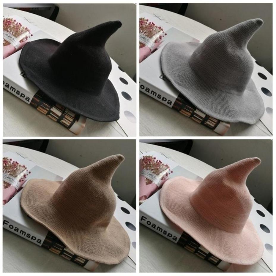 1 Pcs Vintage Halloween Woman Witch Hat Costume Wool Knit Hat Party Coseplay Masquerade Witch Hat Halloween Prop Decoration