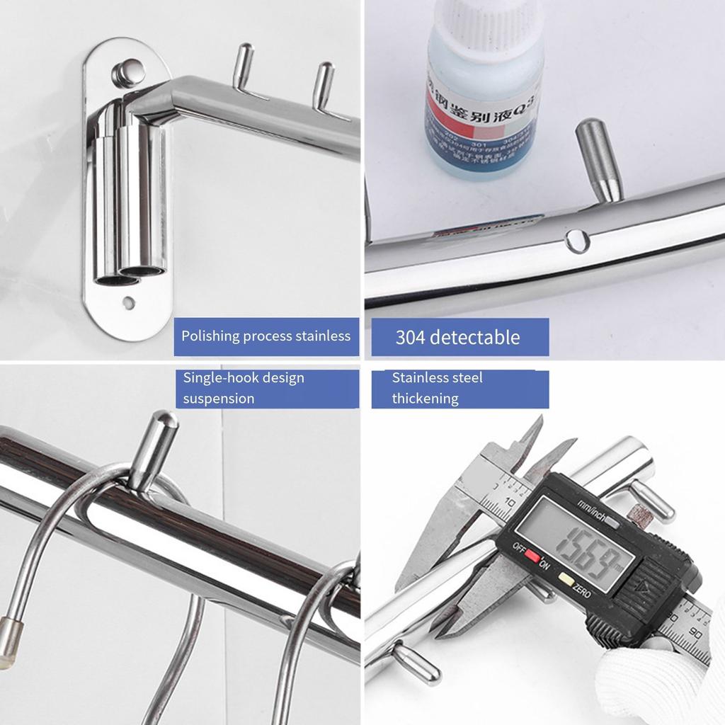 Steel Wall Mounted Clothes Hanger Rack Swing Arm Holder with 5 Hooks Heavy Duty Coat Hanger Rack for Closet Organization