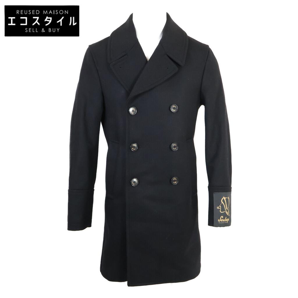 Sealup [Excellent Condition/Domestically Authorized] GENOVA Genoa Wool Melton Pea coat 46 blackUsed
