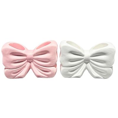 2 pièces Forme de nœud papillon Support de rangement pour brosses à dents en céramique Support de brosse à dents pour salle de bain Vanités Couleur Décorations pour la maison