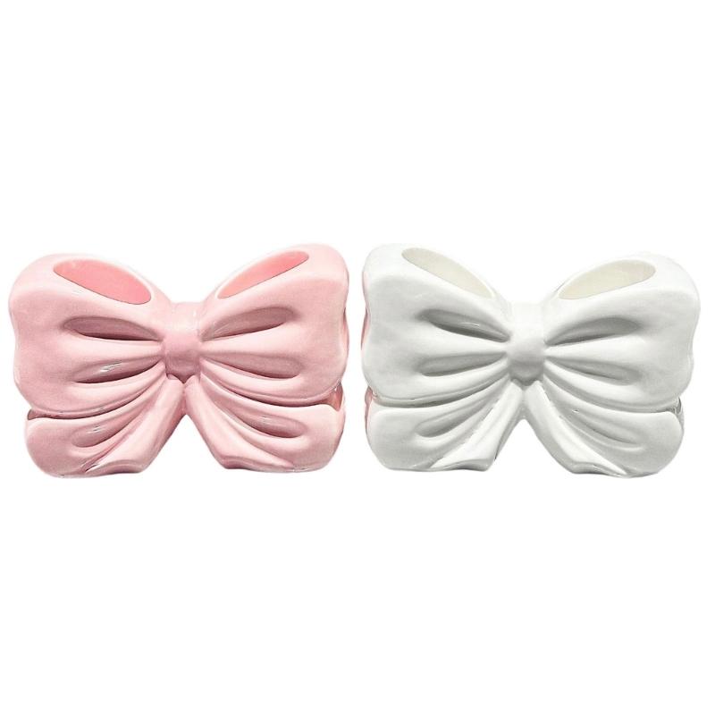 

2pcs Bowties Shape Ceramic Toothbrush Storage Rack Toothbrush Stand for Bathroom Vanitys Color Homes Decorations 1