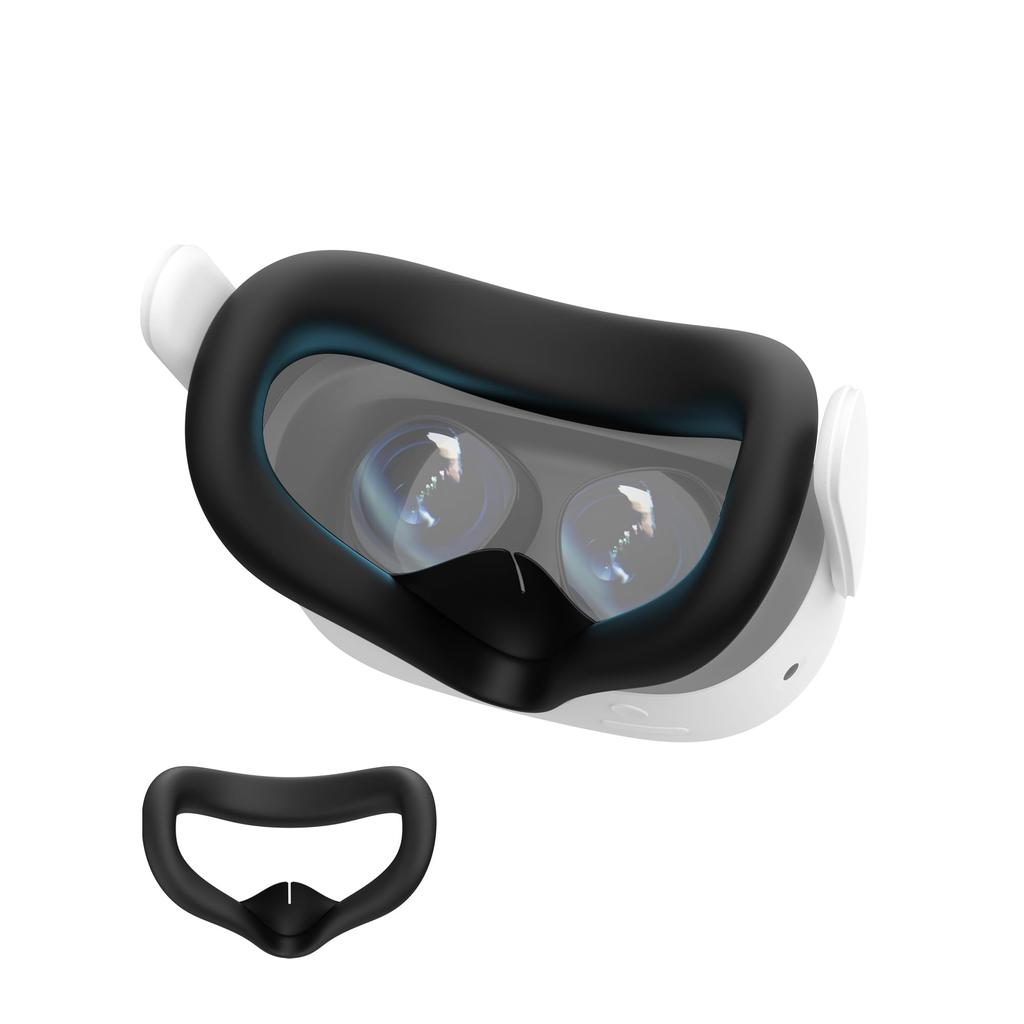 Replacement Silicone Face Cover for AMVR QUEST VR Face Reduces Light Leakage 3S, Cushion, Stain-Resistant, Sweat-Resistant, Washable, (Black)