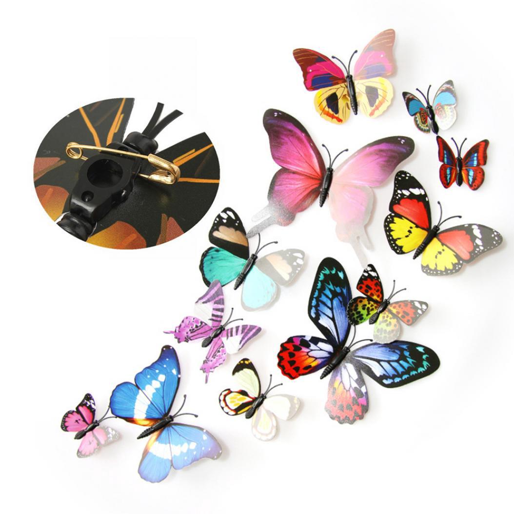 

12шт 3D ПВХ бабочка искусство наклейки на стену с булавкой украшения дома декор комнаты