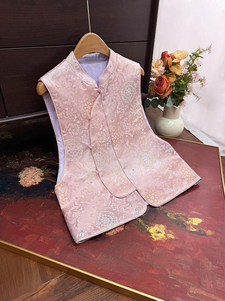 2025 Early Autumn New Chinese Style Jacquard Stand Collar Retro Slimming Casual Vest