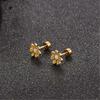 18G Cute Daisy Flower Stud Cartilage Earrings for Women Girls 14K Gold Plated Stainless Steel Enameled Fine Screw Back