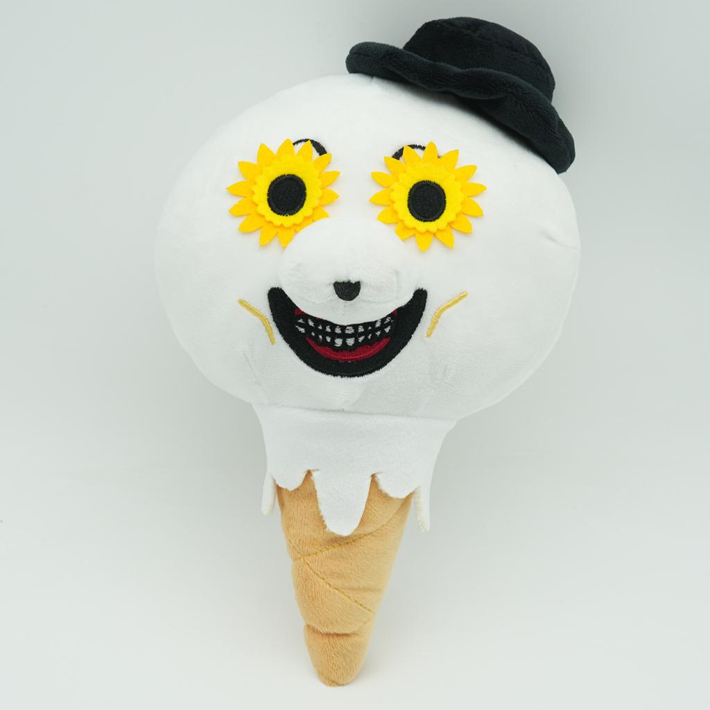 Peluche Giocattolo Clown Spaventoso Gelato Cappello a Cilindro Nero Occhi Girasole Bambola Morbida Imbottita per Collezioni di Feste