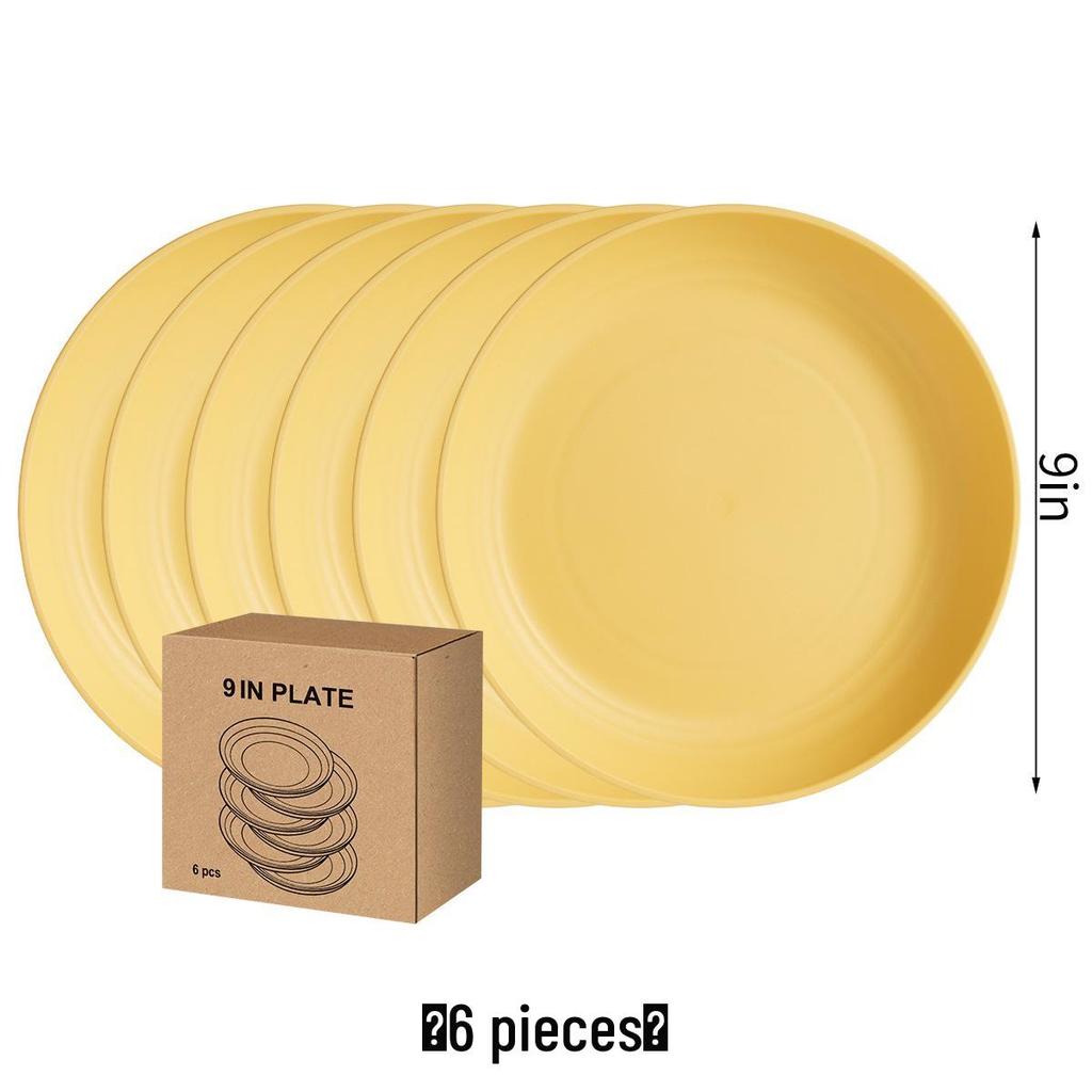 Eco-Friendly Wheat Straw 24-Piece Dinnerware Set: Plates, Bowls, Cups & Cutlery