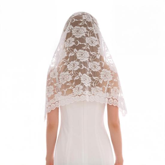 Women Veil 1-Tier Wedding Veil with Exquisite Lace Binding Romantic Bridal Headpiece for Church Ceremonies Engagement Banquets