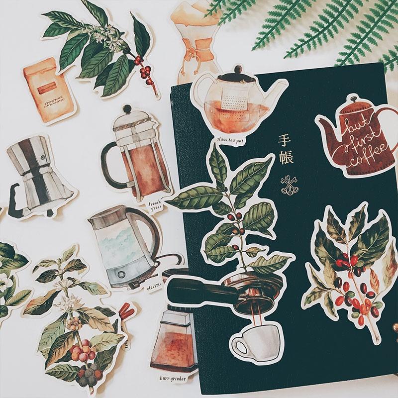 

Creative Coffee Series Stickers Journal Diary Planner Sticker Scrapbooking Decorative DIY Label Diary Album коричневый