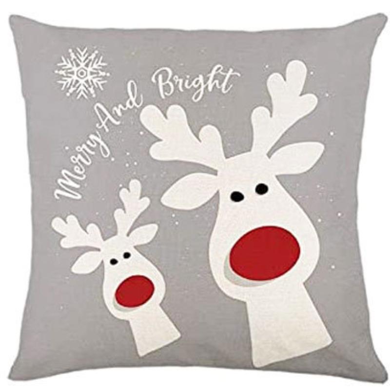 Christmas Pillow Cover Linen Printed Home Sofa Cushion Cover Living Room Bedroom Pillow Cover