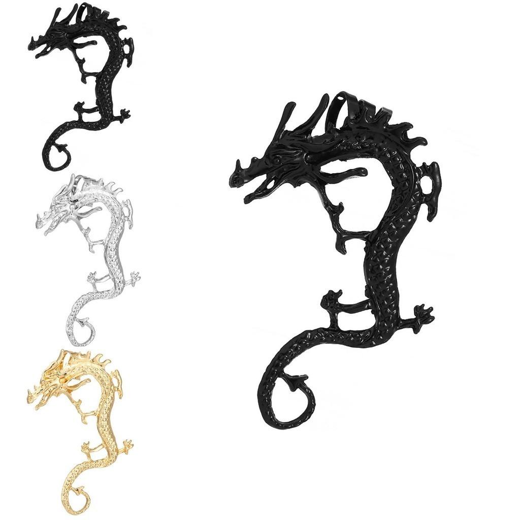 Dragon Modern Chinese Earrings In Gold Silver Black Trendy Animal Jewelry Zodiac