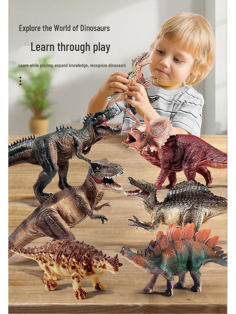 Dinosaur Toy Set: Tyrannosaurus & Triceratops Soft Rubber Figurines for Kids