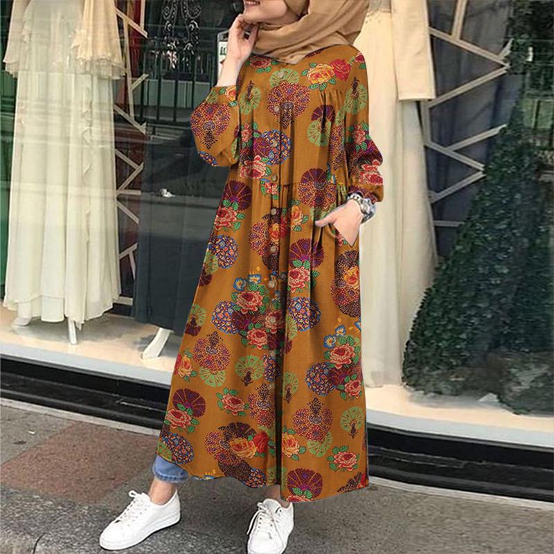 Buy ZANZEA Vintage Floral Print Long 