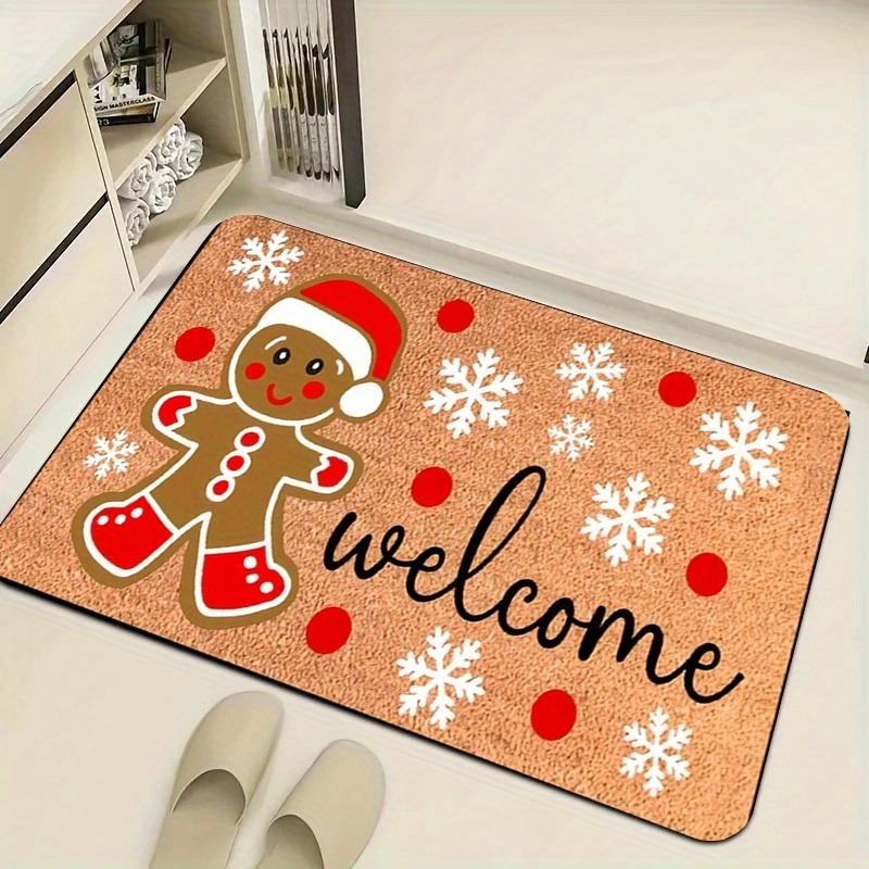 Teddy bear flannel floor mat, non-slip washable farmhouse style, suitable for indoor and outdoor use.