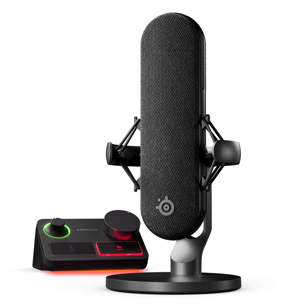 Microphone XLR SteelSeries Alias Pro Compatible avec Sonar Audio AI Bruit Unidirectionnel Cardioïde PC, PS5/4, Streaming, Jeux Vidéo, Créateurs,
