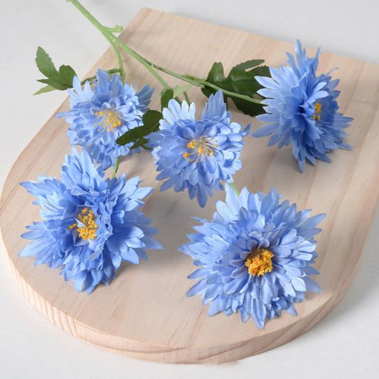 5 Heads Artificial Chrysanthemums Flowers Fake Mums Flower Bouquets with Stem Faux Silk Floral Arrangements for Vase DIY Wedding Centerpiece