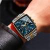 BINBOND Men Multifunctional Quartz Watch Three-Eye Six-Hand Business Stainless Steel Band Fashion Casual Wristwatch Reloj Hombre