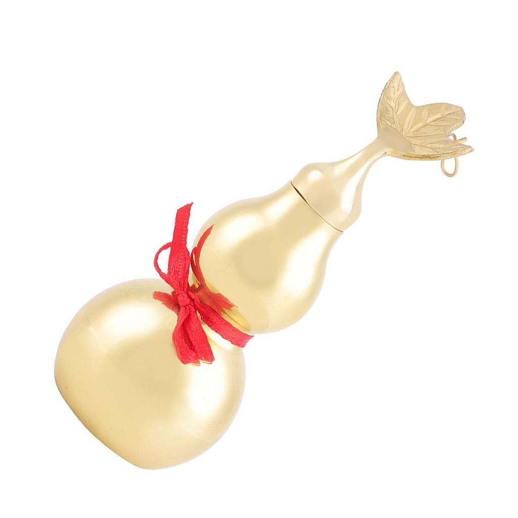 Traditional Chinese Feng Shui Brass Gourd with Leaf Smooth Surface Open Cover Decoration