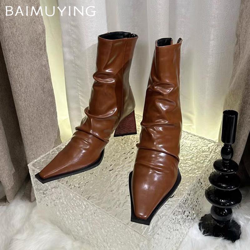 Damer Spetsiga Snö Stövletter Höga Klackar Sexiga Skor Vinter Nya Chelsea Stövlar Trend Nya Mode Pumps Botas De Mujer