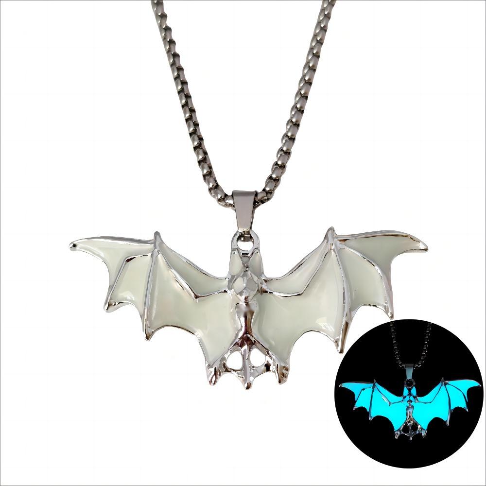 Bat Halloween Necklace Punk Style Hip Hop Neck Chains Unique Luminous Pendant Necklace  Gifts