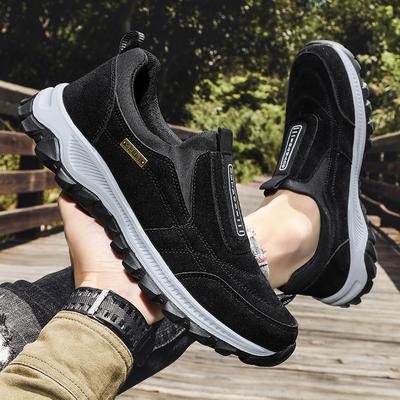 Casual Sneakers for Mens Outdoor Sports Shoe New Spring/Autumn Breathable Suede Leather Slip-On Low-Top Running Shoes