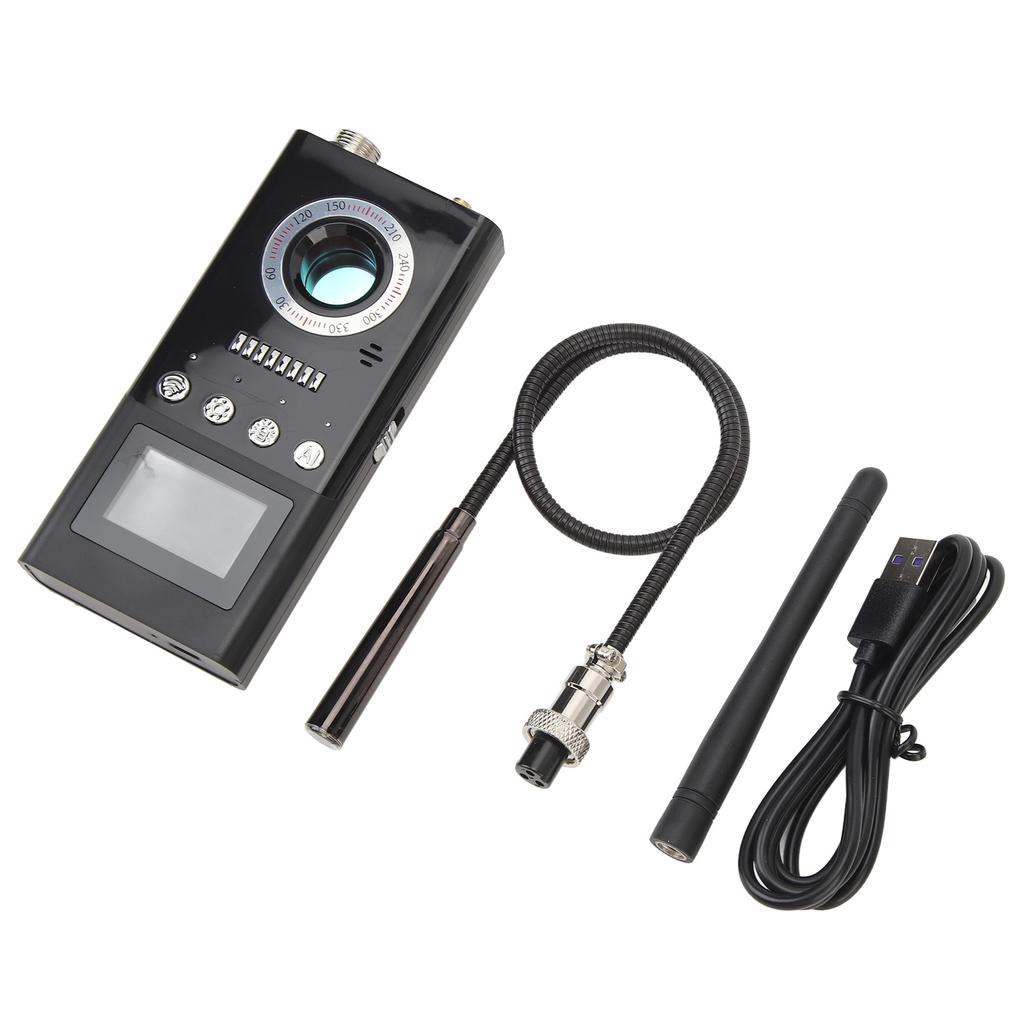 Detector de cameră de eroare 1‑8000MHZ 1000mAh Detector portabil de dispozitiv profesional de ascultare cu LED