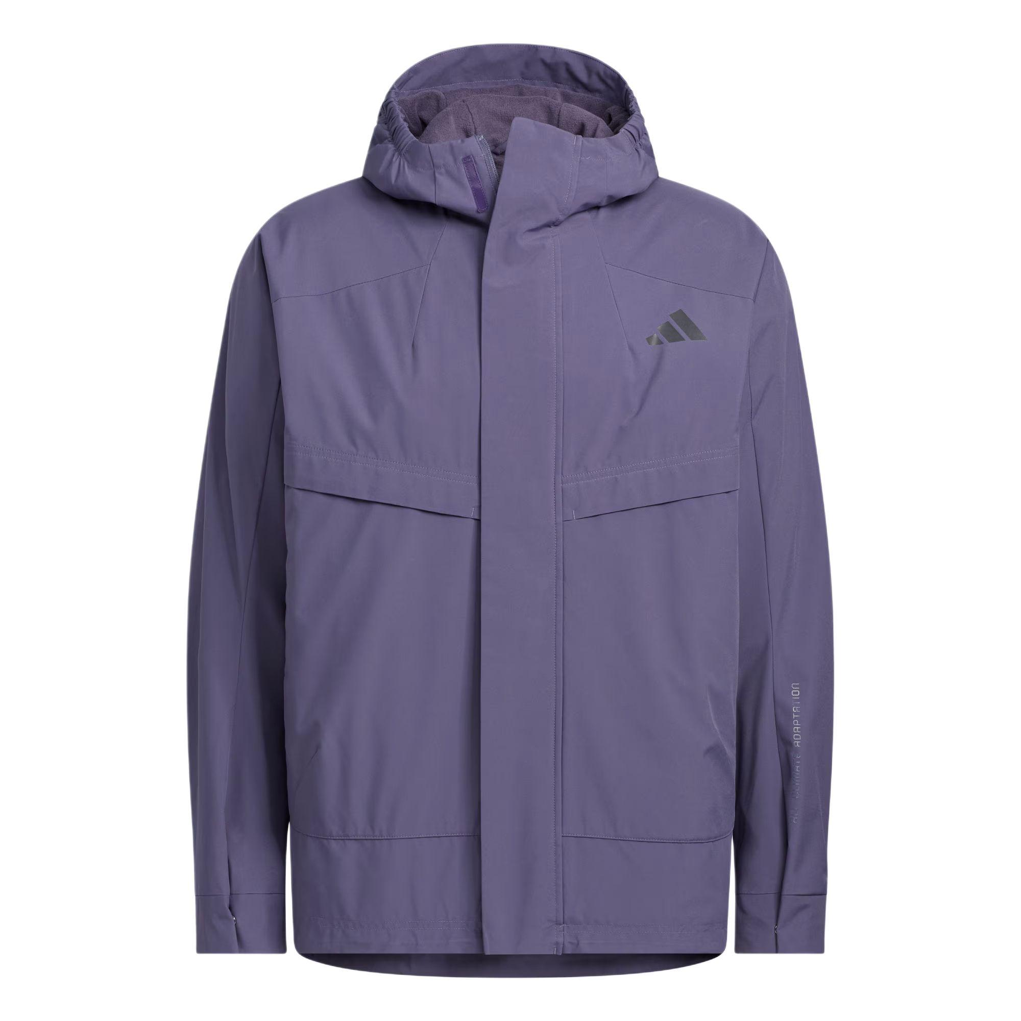 

Adidas FW25 Modern Tech Windproof Water-Resistant Striped Hooded Loose Jacket Men Jackets Soft-Violet KB7626 L