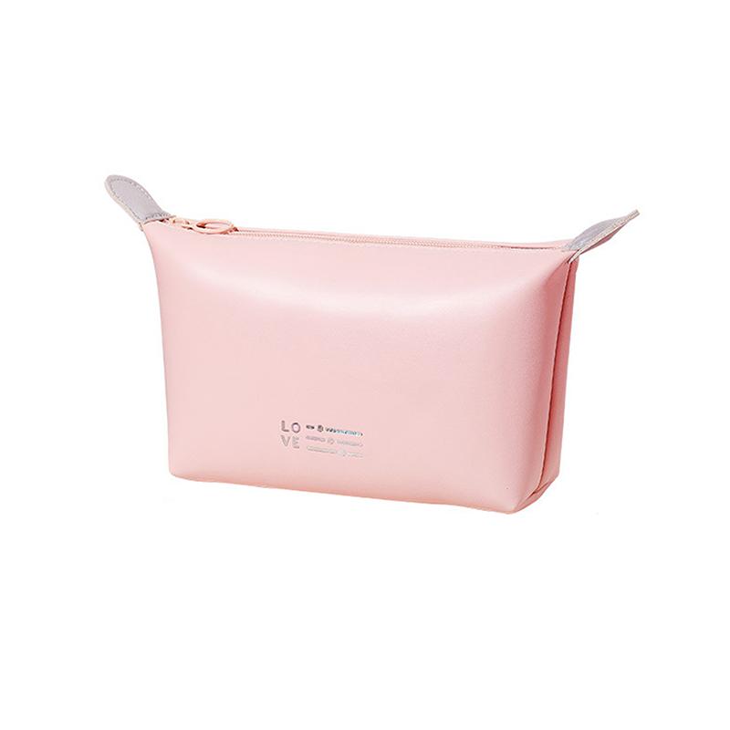 

Однотонный большой емкости портативный водонепроницаемый мешок для стирки из искусственной кожи на молнии для хранения косметики женский цифровой органайзер для помады ювелирных изделий розовый
