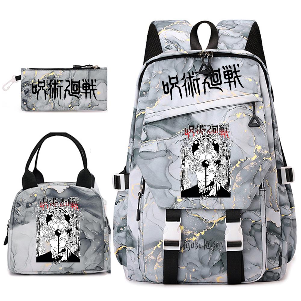 Anime Jujutsu Kaisen Rugzak Set voor Meisjes 3 stuks School Boekentas Lunchtas Etui Casual Reis Rugzak
