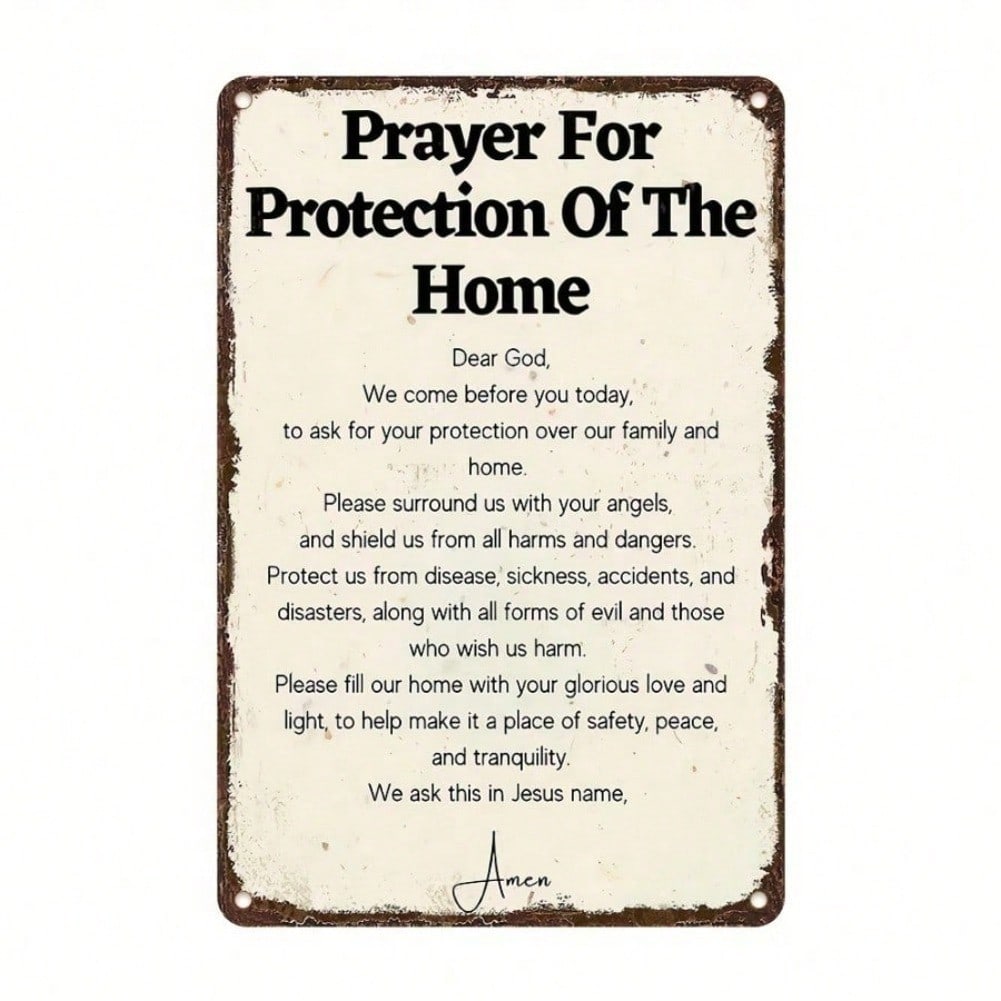 

Vintage Metal Wall Art Sign Prayer For Home Protection 8x12 Inch Rustic Tin Decor For Indoor Outdoor 20x30 разноцветный