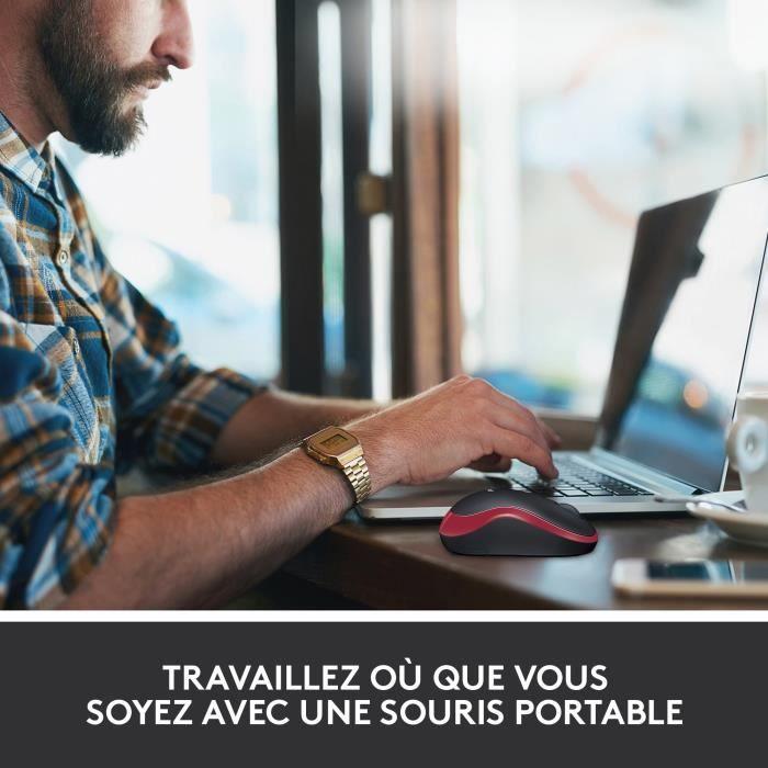Souris - Sans fil - Logitech - M185 - Rouge - Ambidextre