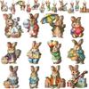 Easter Wooden Rabbit Flower Basket Ornament Spring Hanging Pendant Wooden Happy Rabbit Ornament Pendant
