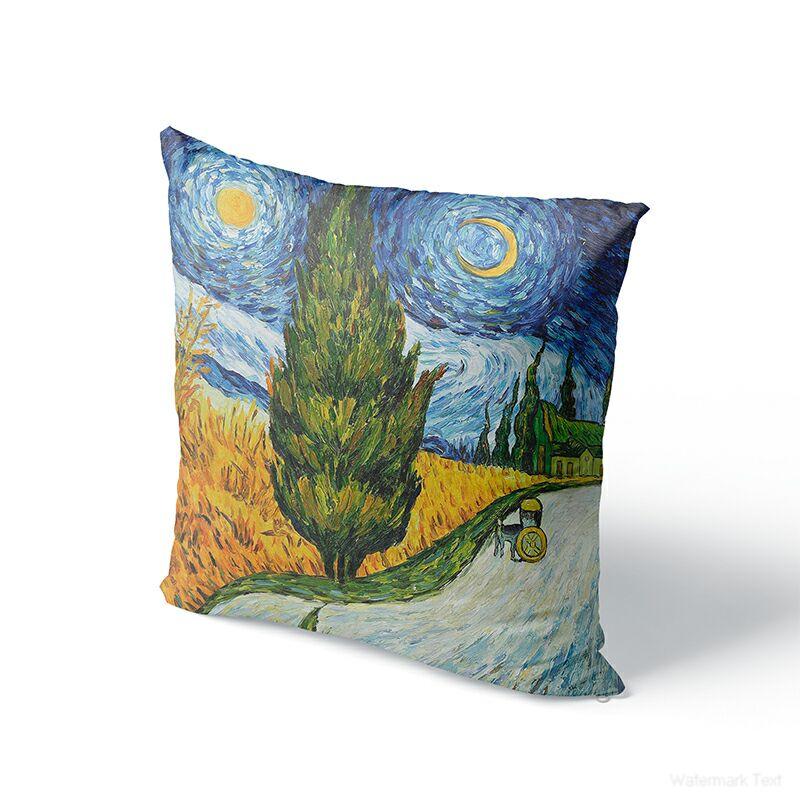 45x45cm Van Gogh Oil Painting Pillowcase Sofa Cushion Cover Sunflower Night Pillow Cover Sofa Pillow Cover Home Decoration