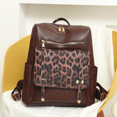 Zaino Vintage Stampa Leopardo Borsa a Spalla da Donna Zaino da Studente