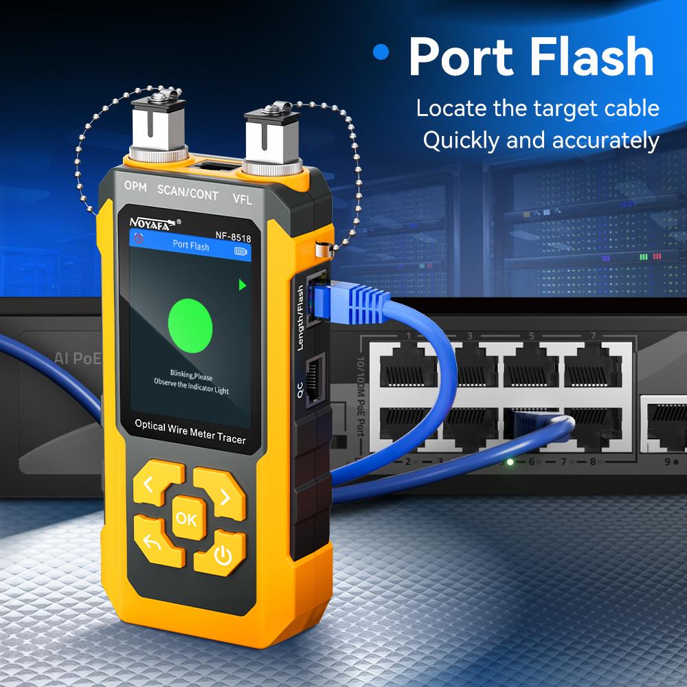 NOYAFA NF-8518 Network Cable Tester Cable Tracker with OPM VFL PoE Checker Measure Length Tester Cable Finder Network Tools