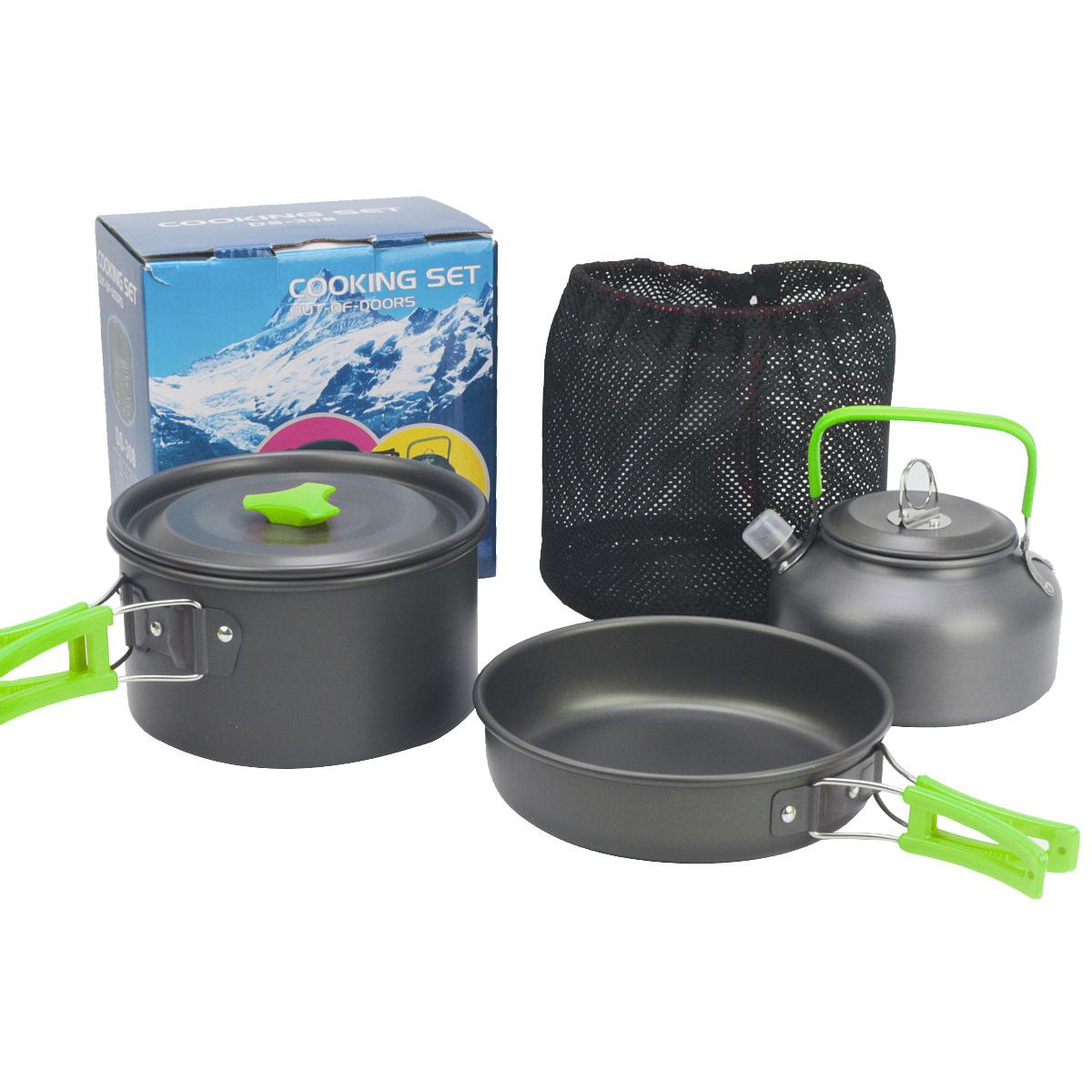 

Outdoor Camping 2-3 Person Set Pot Plus Teapot Combination, Hard Aluminum Oxide Pot, Portable Camping Set Pot Combination cooking pot + frying pan + teapot