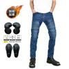 Mens Winter Motorcycle Riding Pants With Thermal Lining Windproof Stretch Denim Biker Casual Use