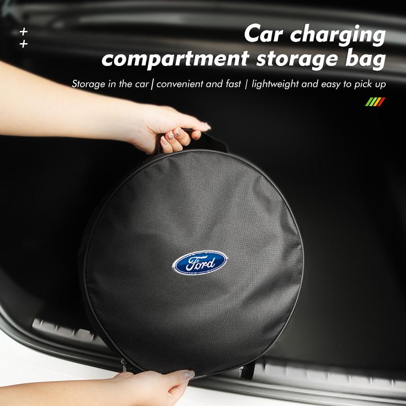 Car Charging Gun Storage Bag Oxford Cloth Auto EV Cable Organizer For Ford Fiesta Ranger Mondeo Escape Ecosport Fusion Explorer