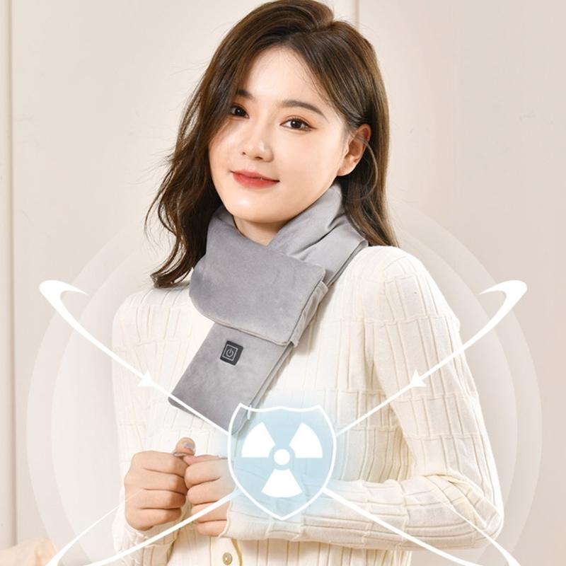 Winter Electric Heated Scarf 5V Adjustable Temperature Scarf USB Charging Heat Control Neck Warmer for Cycling Camping
