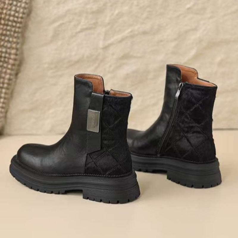 Winter New Thick Heel Cotton Boots Women's Fashion Round Head Side Zipper Thick Sole Anti-slip Wear-resistant Short Boots